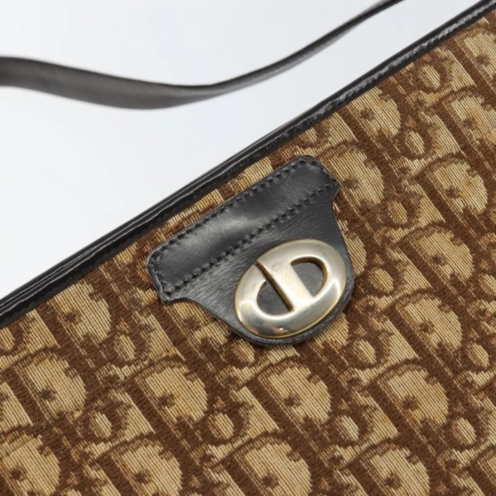 Christian Dior Trotter Canvas Shoulder Bag Brown Gold Auth 147503 - Picture 12 of 15